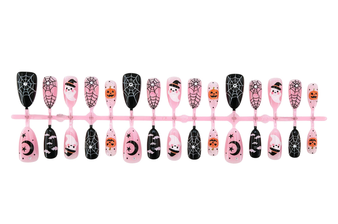 Halloween Artificial Nail Set with Creative Ghost and Spider Designs Bowlift
