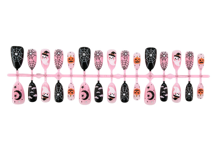 Halloween Artificial Nail Set with Creative Ghost and Spider Designs Bowlift