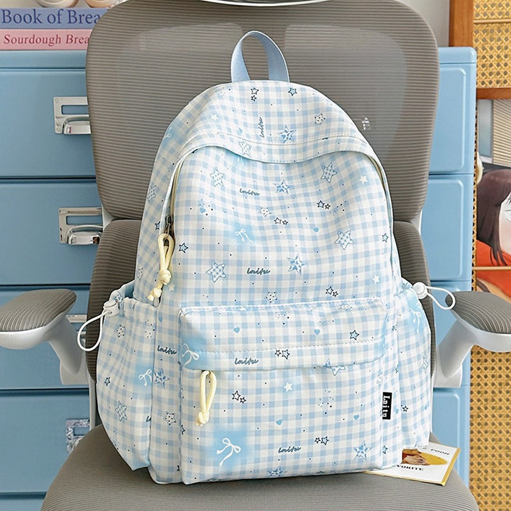 Stylish Checkered Print Backpack Bowlift