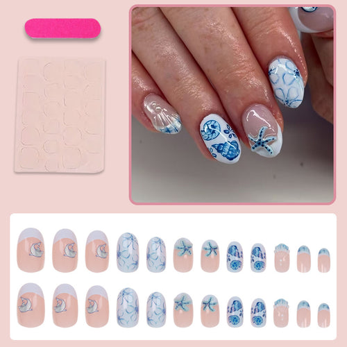 Acrylic nail set with maritime design and creative details Bowlift