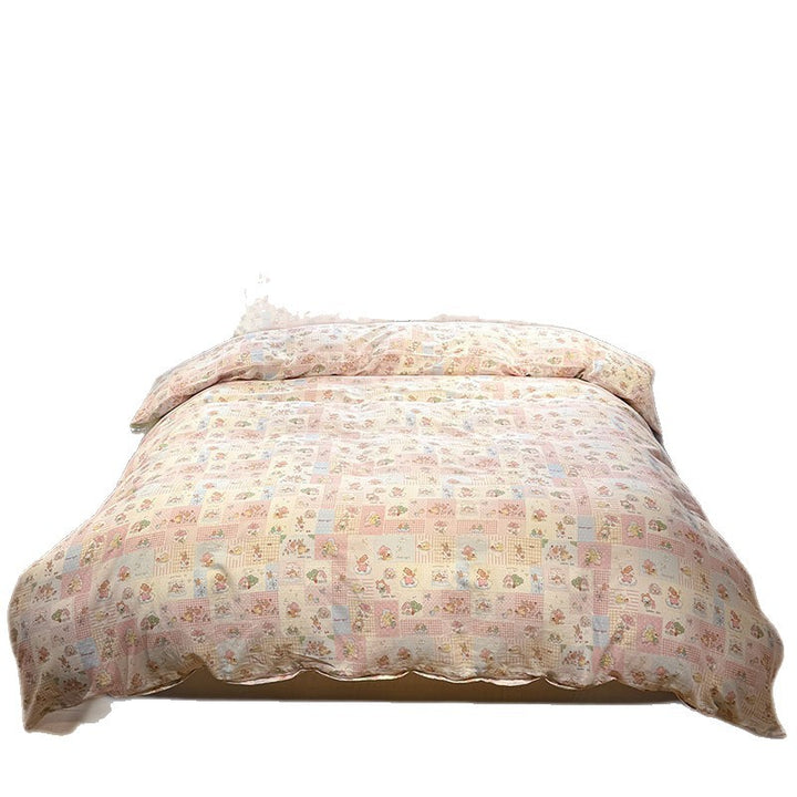 Cotton satin bedding set with fine sketch pattern