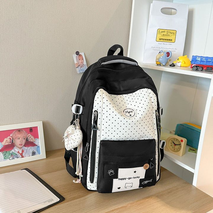 Playful Polka Dot Casual Backpack Bowlift