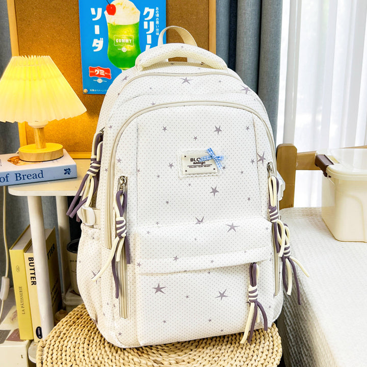 Stylish Star-Embellished Multi-Functional Backpack Bowlift