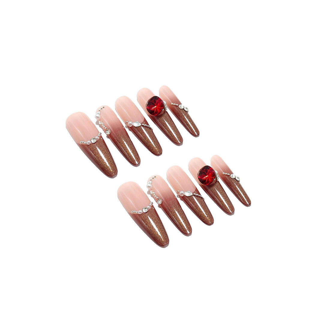 Artificial nails with glamorous rhinestone decorations Bowlift