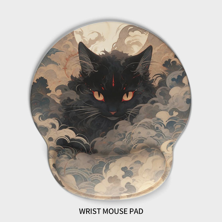 Artistic Cat-Themed Wrist Support Mouse Pad