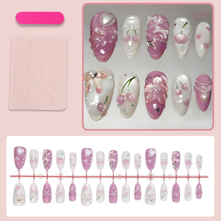 Artificial nail set with creative heart and flower designs Bowlift