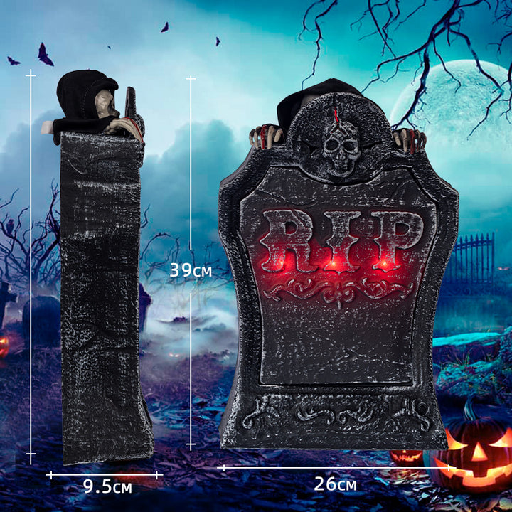 Light-Up Horror-Themed Tombstone Decoration Bowlift