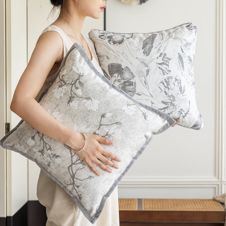 Decorative cushion with floral motifs