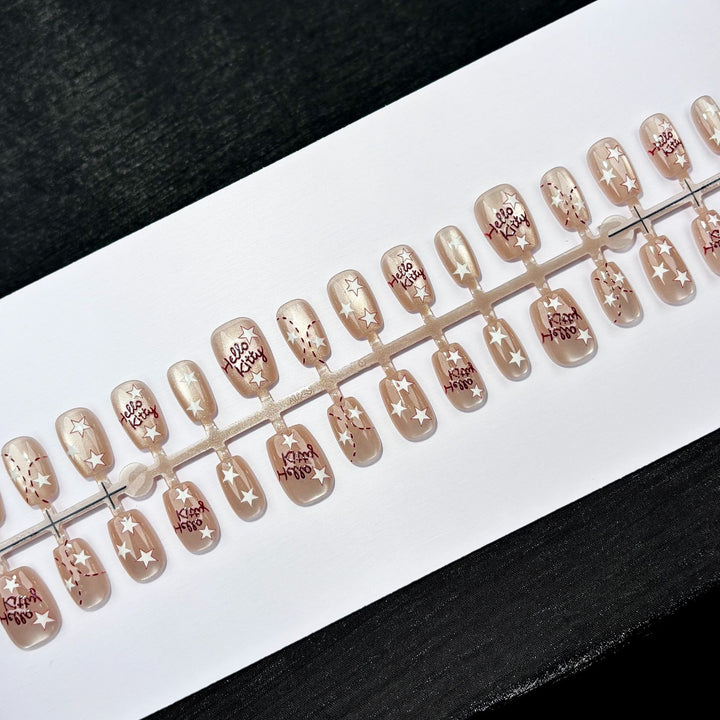 Decorative Press-On Nail Art Set with Star Design