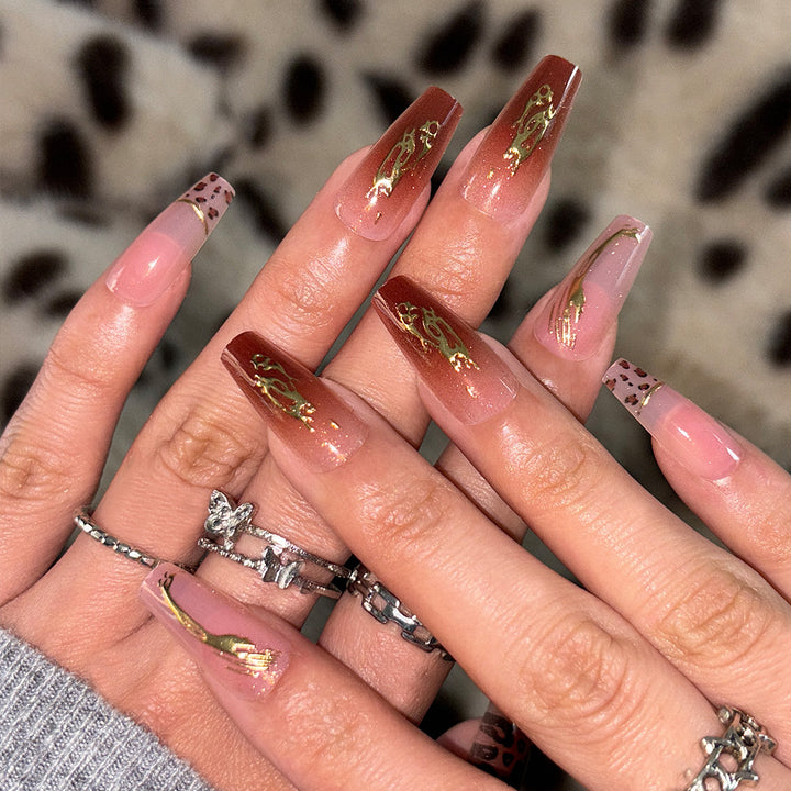 Premium Leopard Design Press-On Nails Bowlift