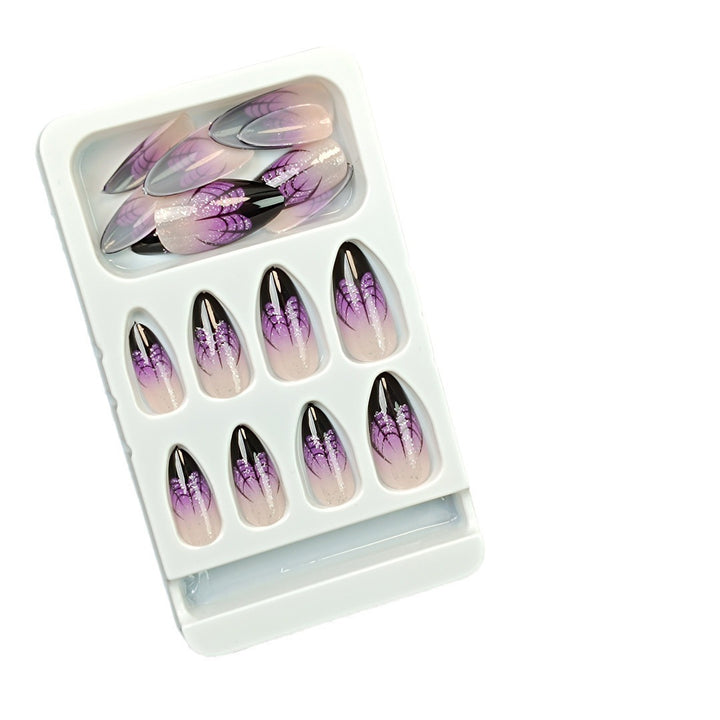 Artistic Stiletto Press-On Nails with Spider Web Design Bowlift