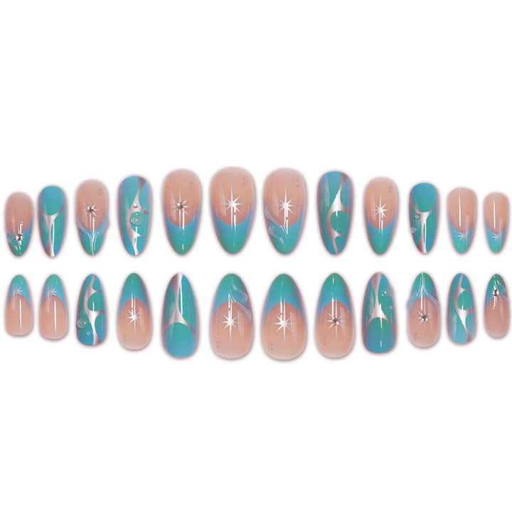 Artistic Stiletto Press-On Nail Extensions with Unique 3D Design Bowlift