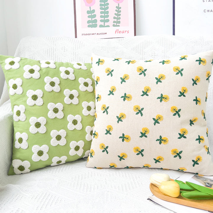 Square decorative cushion cover with hand-tufted flower tufting Bowlift