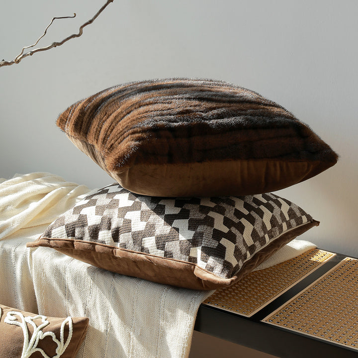 Luxurious cushion with artificial leather cover