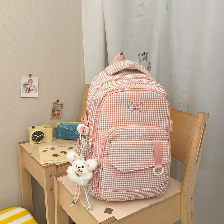 Stylish Checkerboard Pattern Backpack Bowlift 1791205963