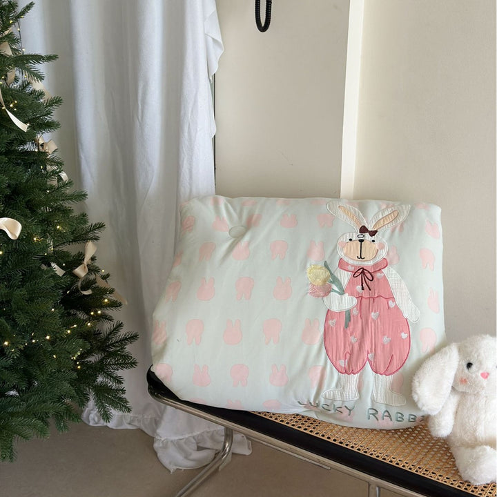 Baby Cot Quilt with Appliqué Elephant and Polka Dot Design