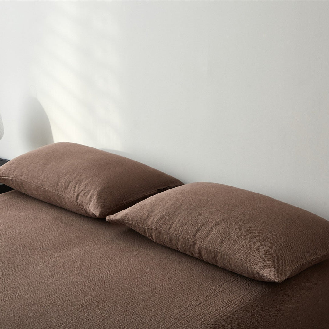 Plaid Brushed Cotton Sheet Set with Deep-Pocket Fitted Sheet & Envelope Pillowcases