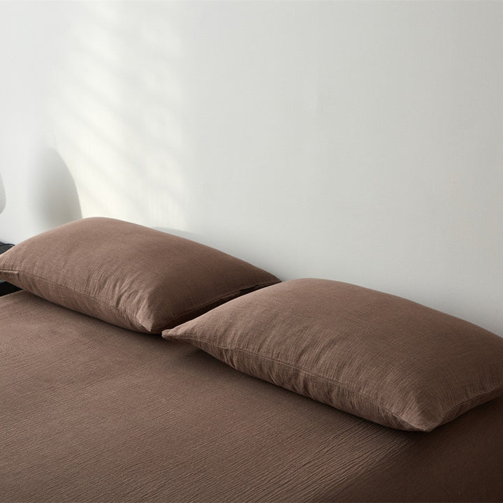 Plaid Brushed Cotton Sheet Set with Deep-Pocket Fitted Sheet & Envelope Pillowcases