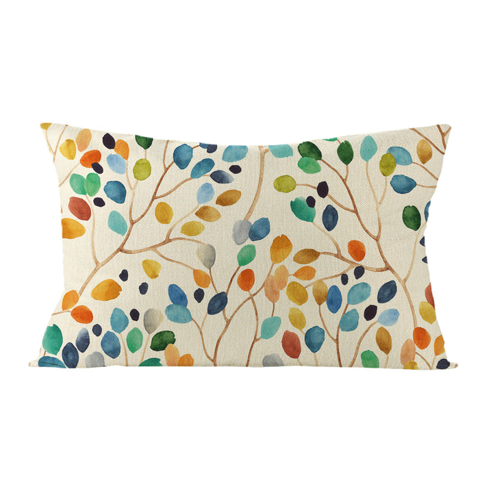 Botanical Watercolor Cotton-Linen Throw Pillow Cover