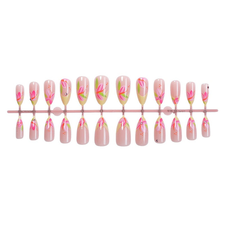 Artificial nail set with elegant floral accents Bowlift