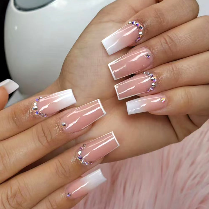 Elaborate Rhinestone-Embellished Long Press-On Nails Bowlift