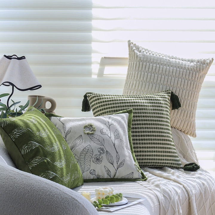 Square cushion cover made of microvelours with subtle wave structure Bowlift