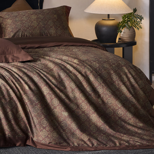 Reversible Sateen Medallion Duvet Cover Set with Hidden Closure