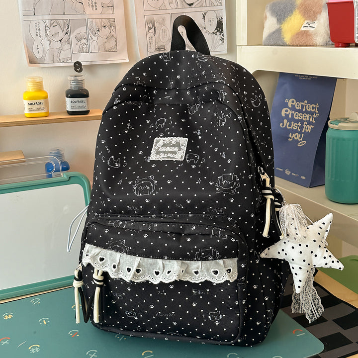 Whimsical Character Print School Backpack Bowlift