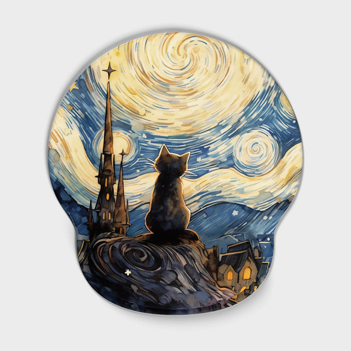 Artistic Cat-Themed Gaming Mouse Pad