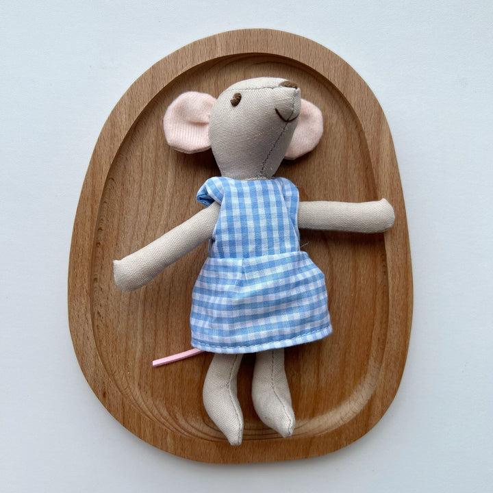 Handcrafted Cotton Plush Mouse Doll with Crochet Dress