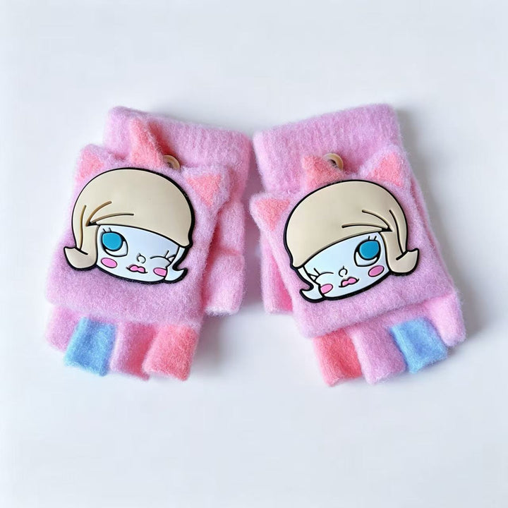 Cute Cartoon-Themed Fingerless Gloves Bowlift