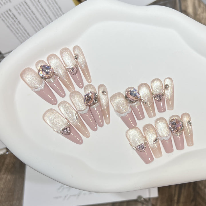 Glamorous Crystal-Embellished Press-On Nails