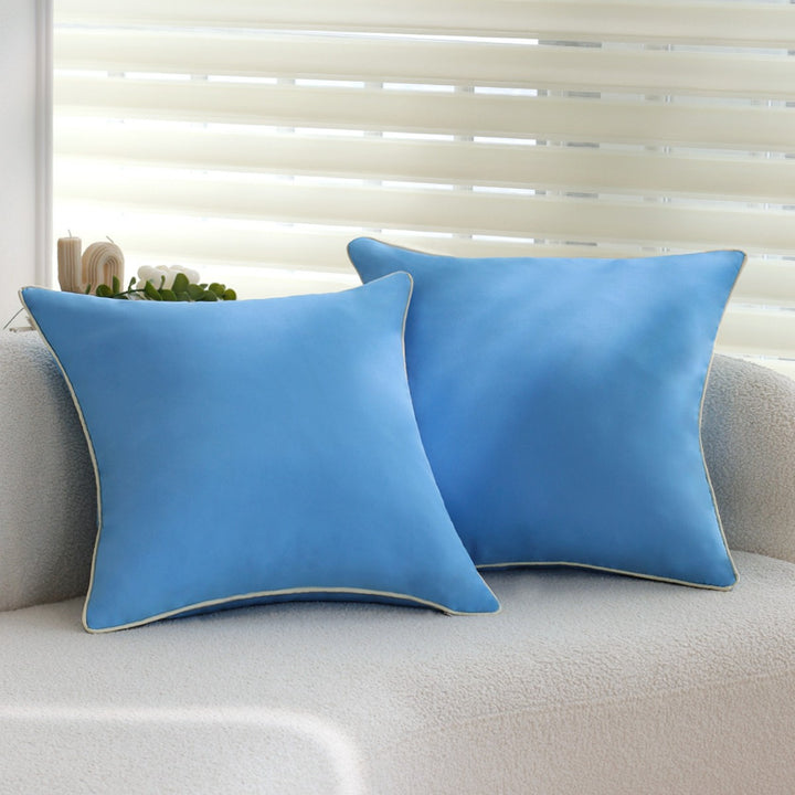 Square elegant microvelours cushion cover with fine piping and concealed zipper Bowlift