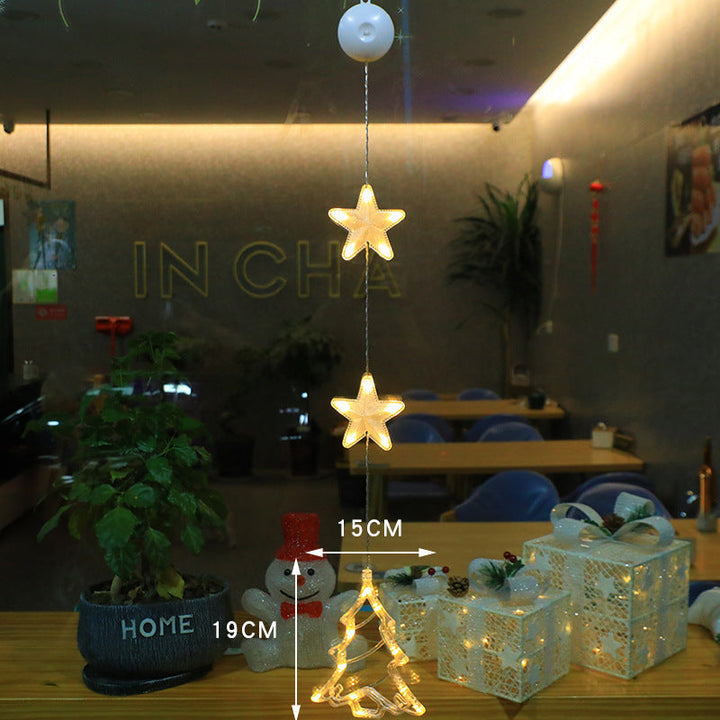 BowLift | Christmas 3pcs LED Light Star Hanging Tree Sucker Window Ornaments