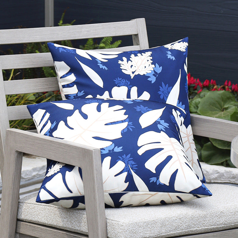 Square outdoor cushion cover with tropical leaf pattern and water-repellent coating Bowlift