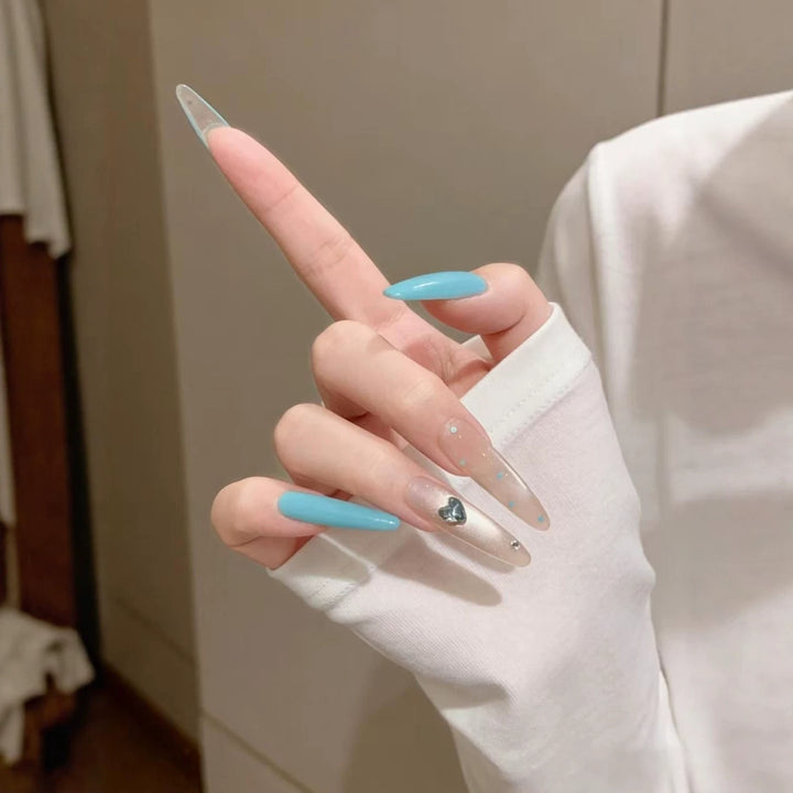 Stiletto Nail Art Extensions with Heart Accents