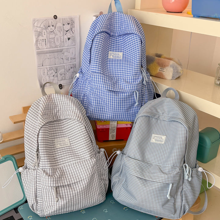 Stylish Grid-Patterned Daypack Bowlift