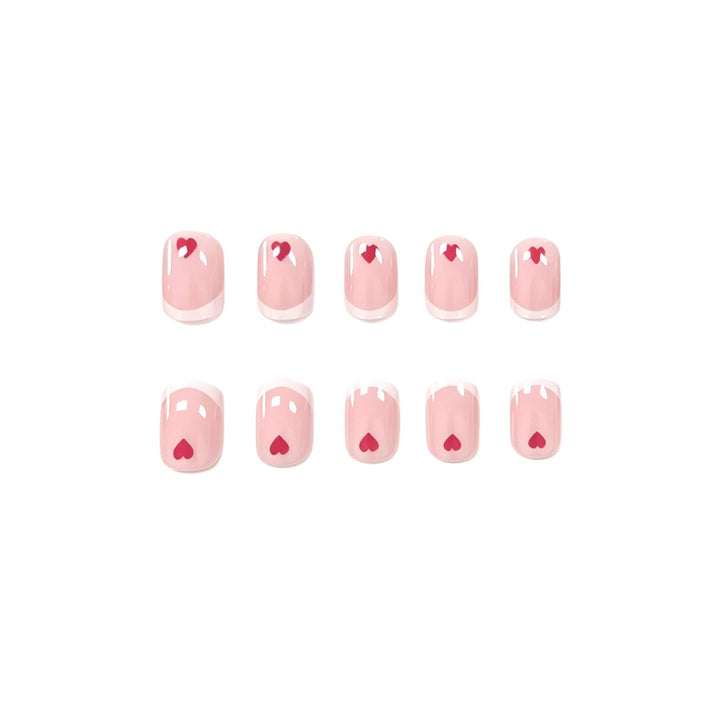 Love-Embellished French Tip Nail Design Bowlift