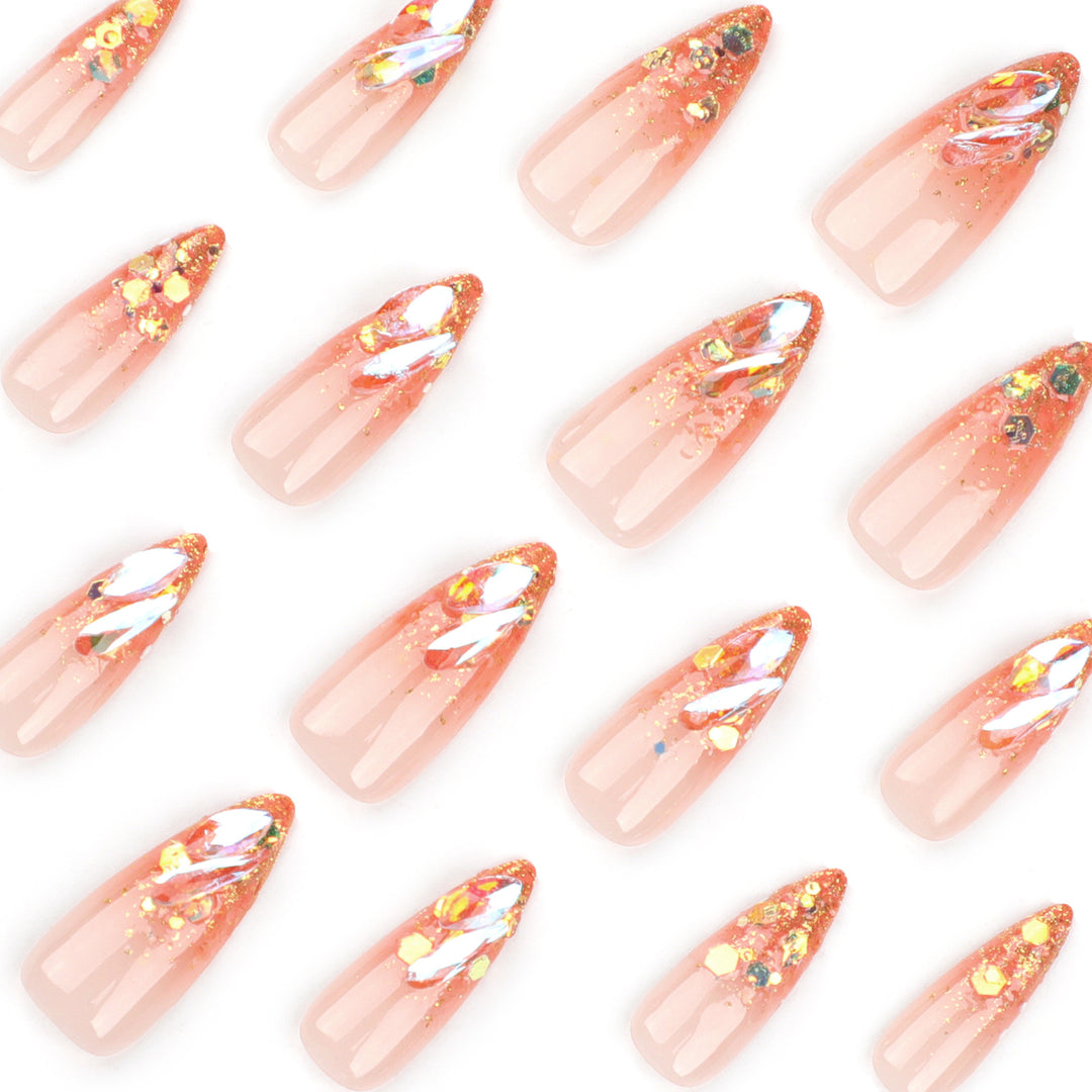 Glamorous Stiletto Nails with Sparkling Glitter Bowlift