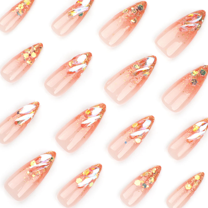 Glamorous Stiletto Nails with Sparkling Glitter Bowlift