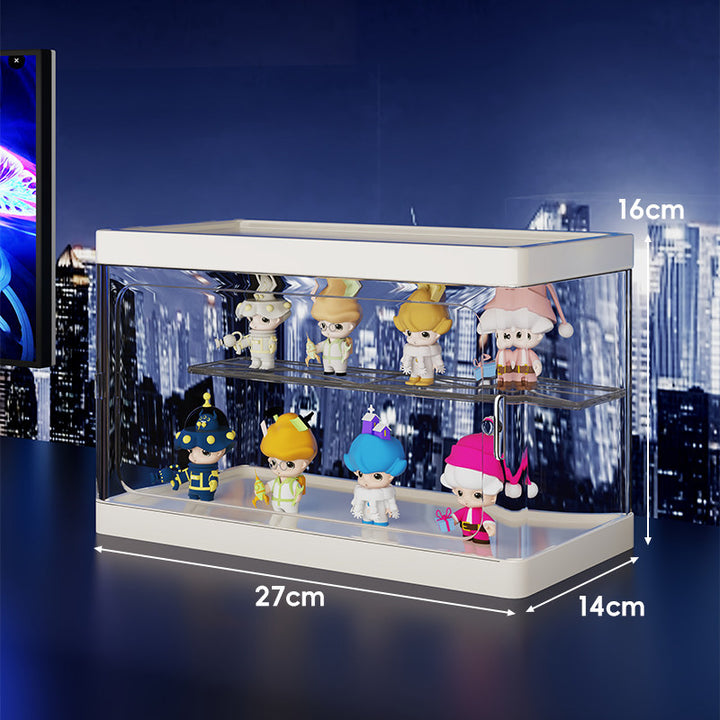 Clear Acrylic Dual-Level Dustproof Display Cabinet for Collectible Figures