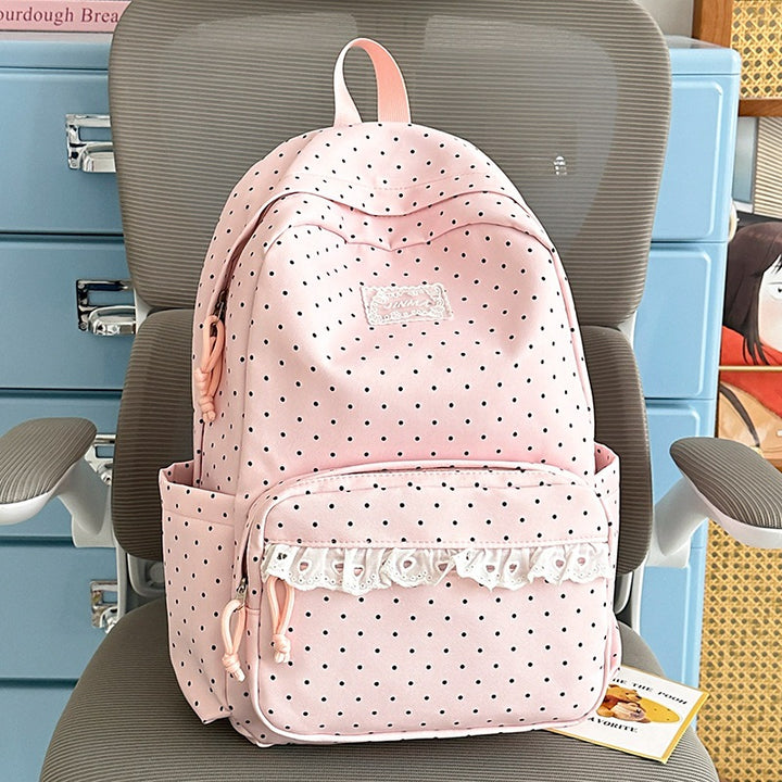 Charming Polka Dot School Backpack Bowlift