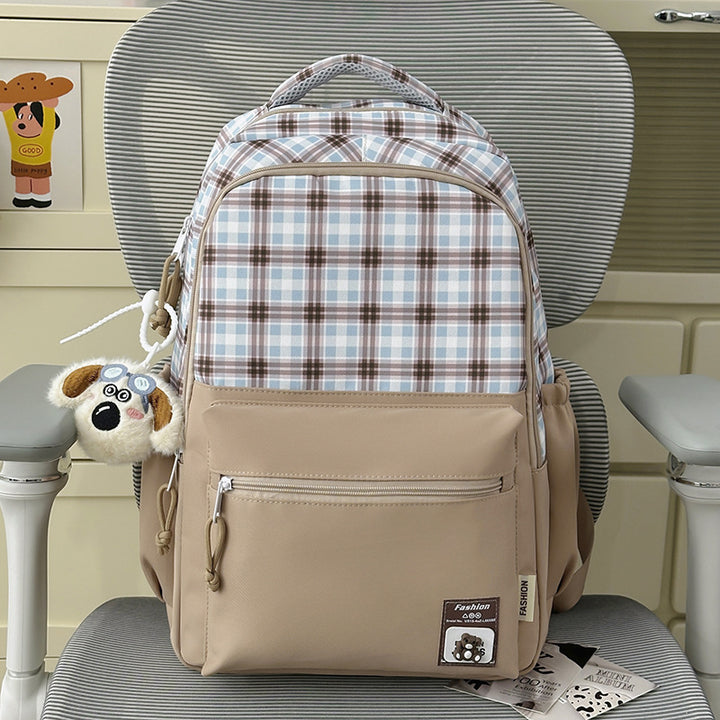 Stylish Plaid Design Backpack Bowlift