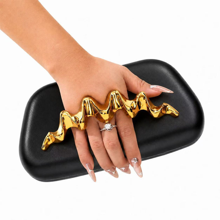 Sculpted Metallic Evening Clutch