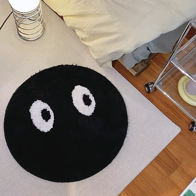Round Plush Eyes Design Area Rug Bowlift