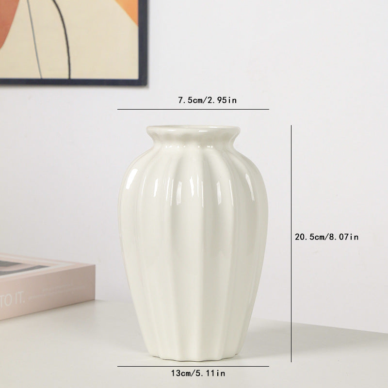 Elegant Pleated Ceramic Flower Vase Bowlift