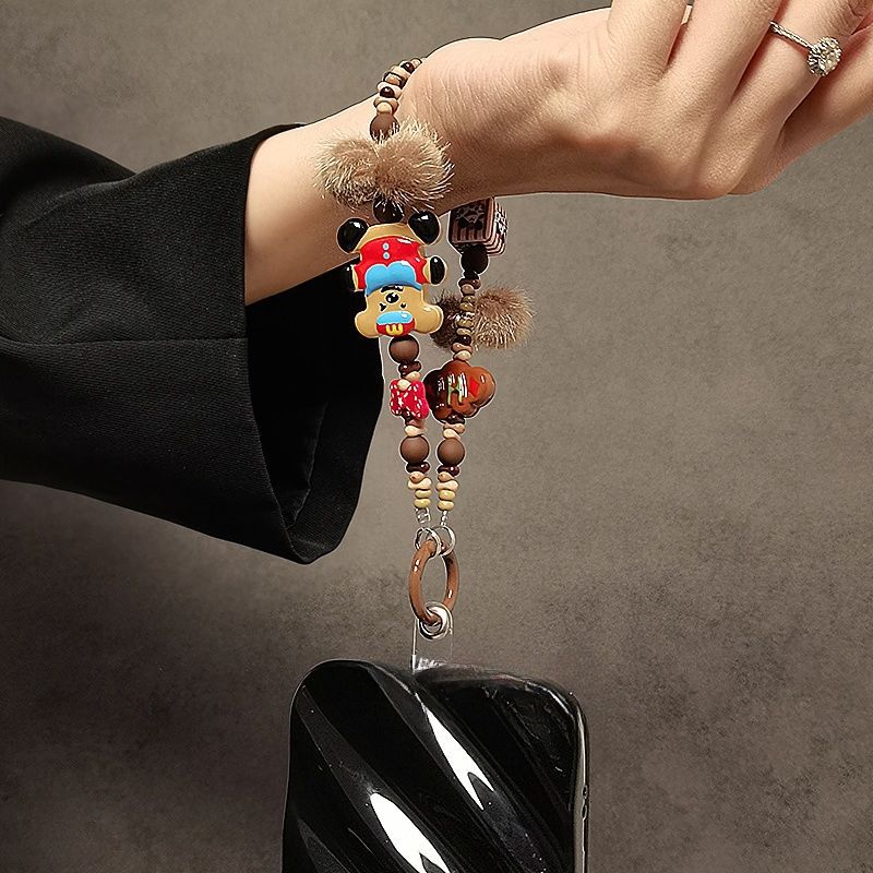 Whimsical Beaded Phone Charm Holder Bowlift