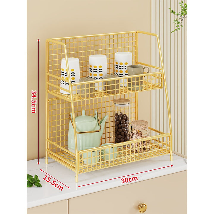 Kitchen Countertop Two-Tier Wire Grid Storage Organizer