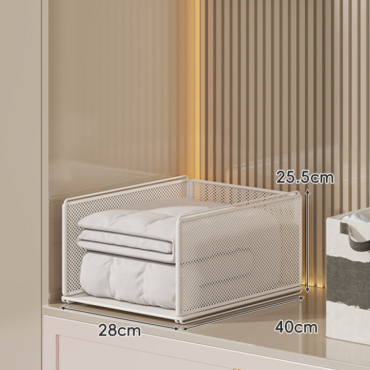 Perforated Steel Fabric Storage Basket with Raised Sliding Base