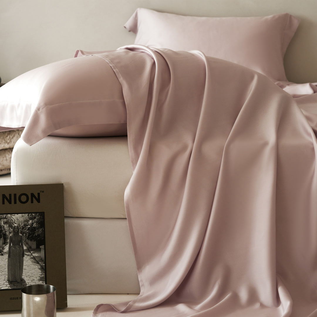 Silk-Blend Lightweight Cooling Satin Duvet Cover and Pillowcase Set